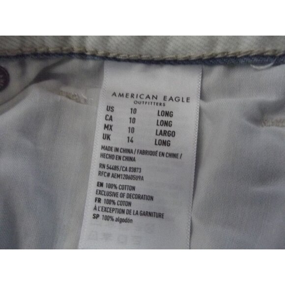 American Eagle Mom Jeans Womens Size 10L blue white striped high rise ankle - Picture 4 of 10